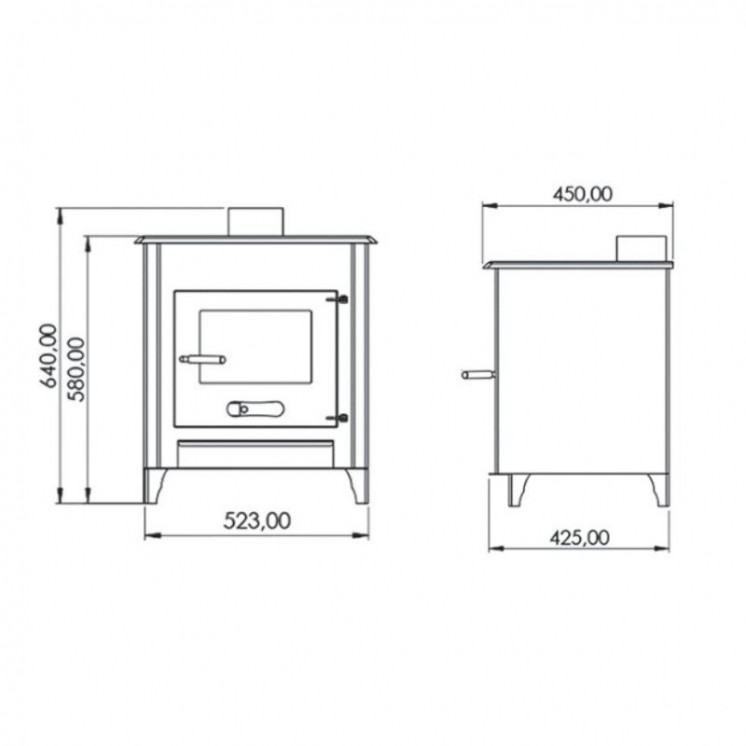 Pack Poêle à bois LYA 12 bûches 45cm + Kit Conduit 150