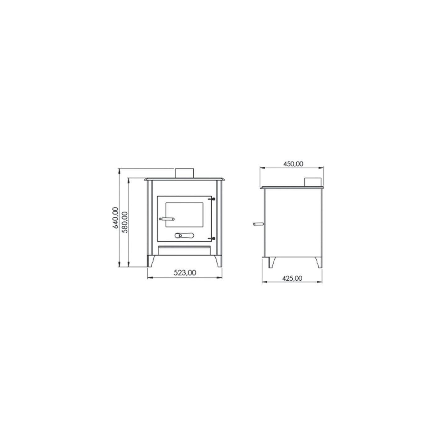 Pack Poêle à bois LYA 12 bûches 45cm + Kit Conduit 150