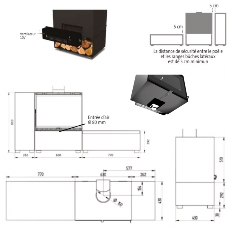 Poêle à Bois - LUCREZIA 10 - Ventilateur