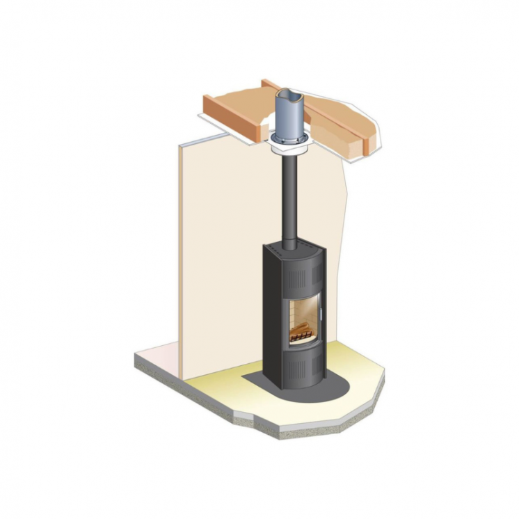 Kit conduit poêle à bois sortie sur le dessus diamètre 150