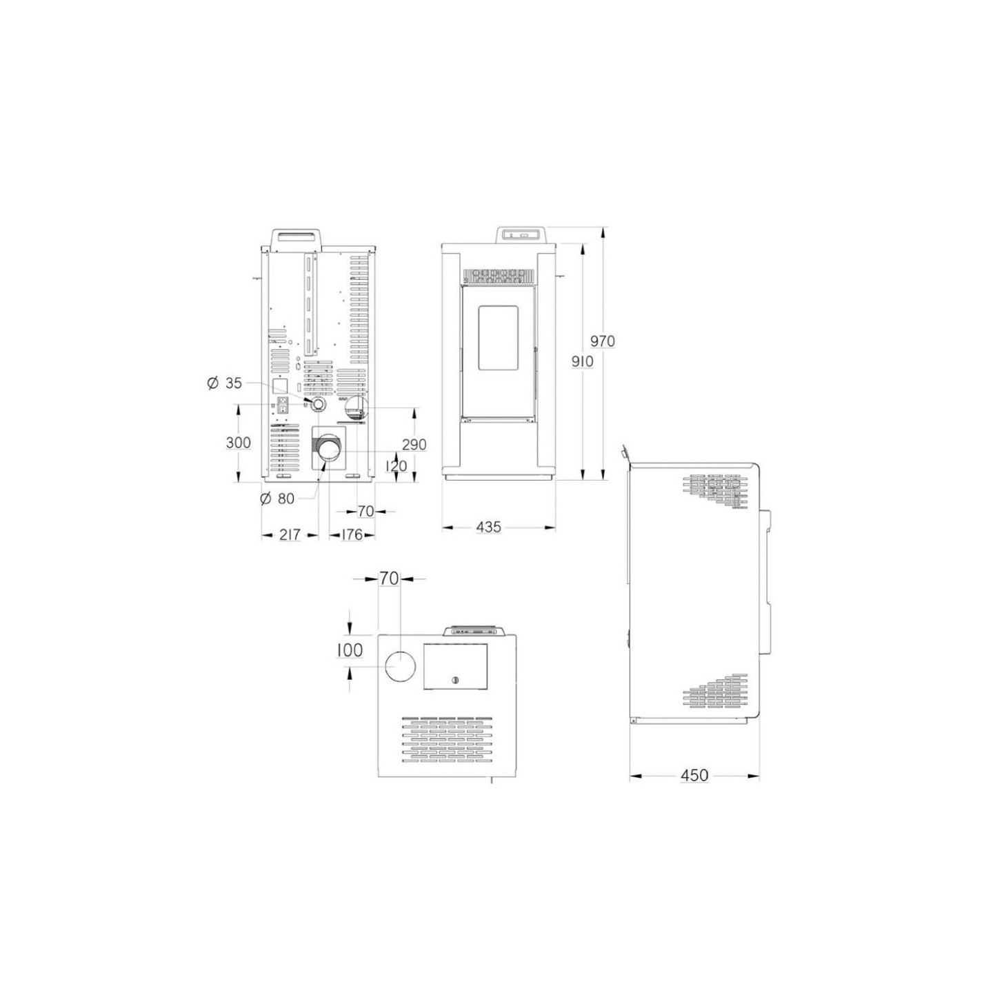 Pack Poêle à Granulés GIOIA 10 Étanche + Kit Conduit sortie Ventouse