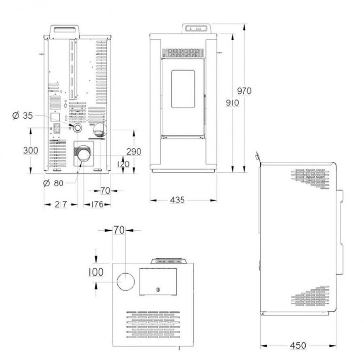 Pack Poêle à Granulés Gioia 10 Étanche + Kit Conduit Double Flux Verti