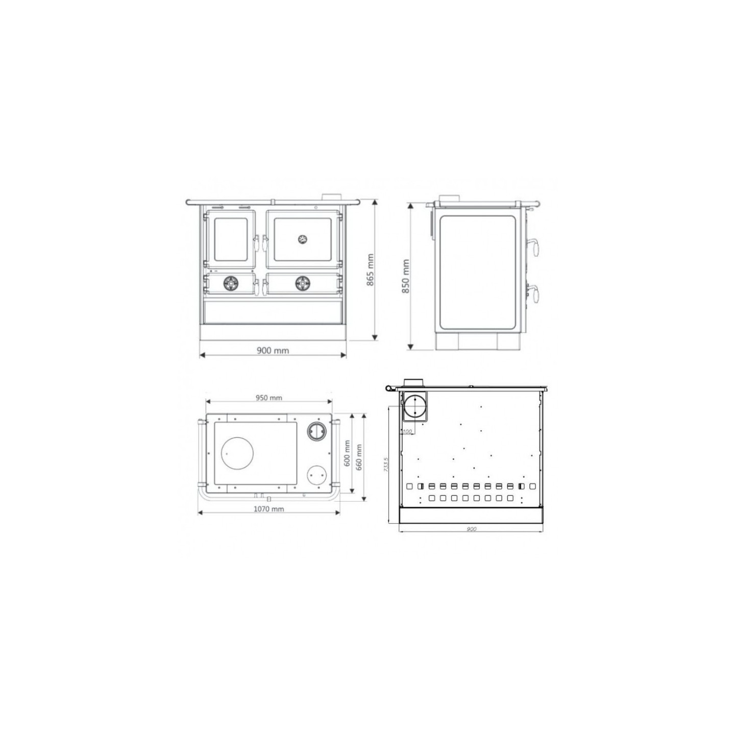 CUISINIERE A BOIS MAGNUM MBS EN FONTE | SORTIE COTE GAUCHE