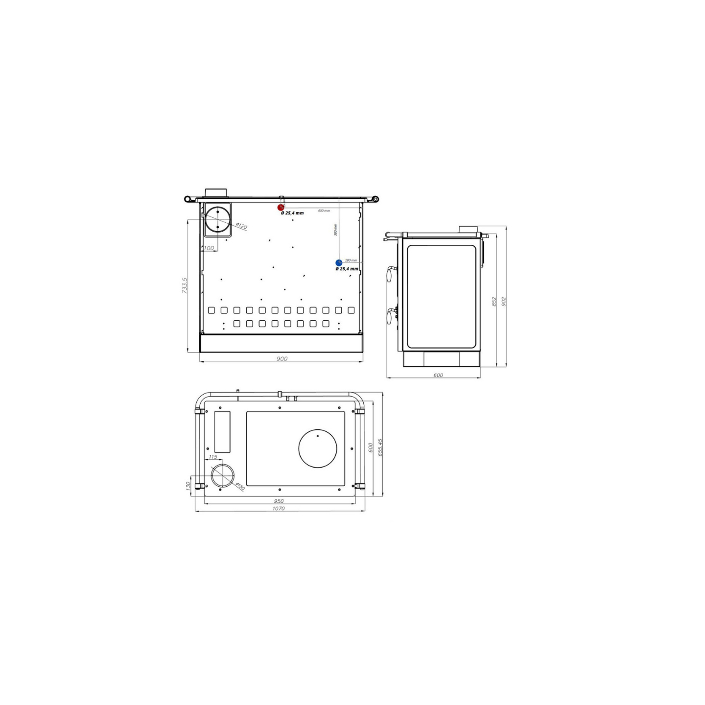 CUISINIERE A BOIS MAGNUM THERMO MBS EN FONTE | BOUILLEUR COTE DROIT