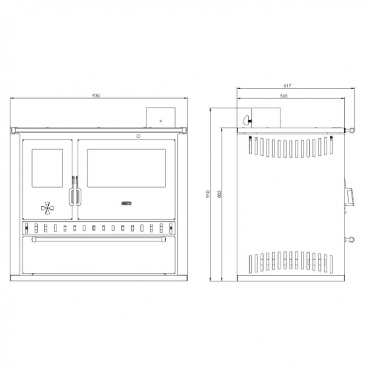 CUISINIERE A BOIS GT FI S DR | SORTIE COTE DROIT