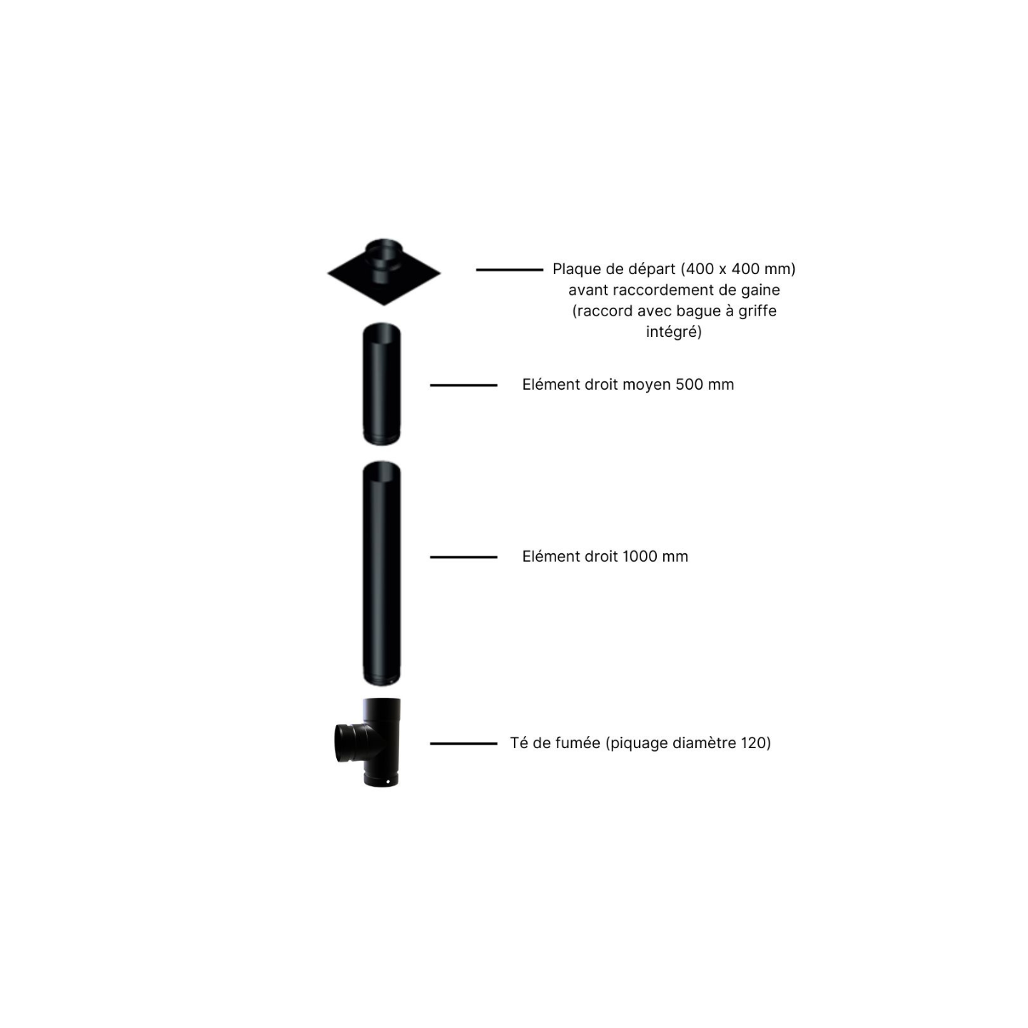 Pack Poêle à bois EDOARDO 10 bûches 50cm + Kit Conduit 150