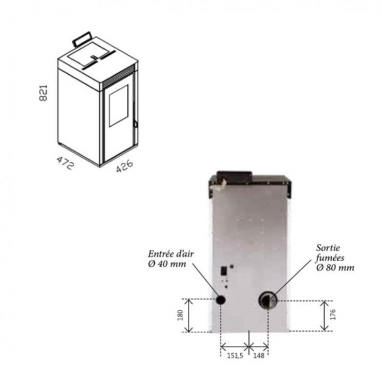 Pack Poêle à Granulés Marina 6 Étanche + Kit Conduit sortie Ventouse