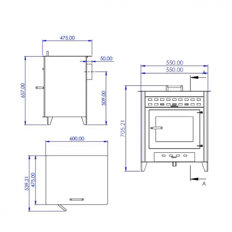 PACK POÊLE À BOIS NOA 9 - Bûches 50cm + KIT CONDUIT 150