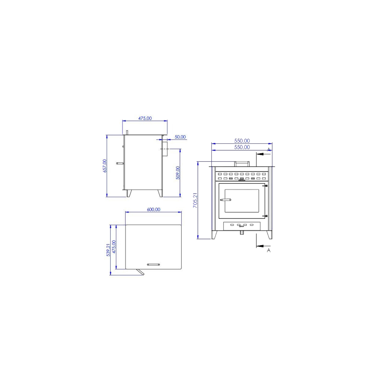 PACK POÊLE À BOIS NOA 9 - Bûches 50cm + KIT CONDUIT 150