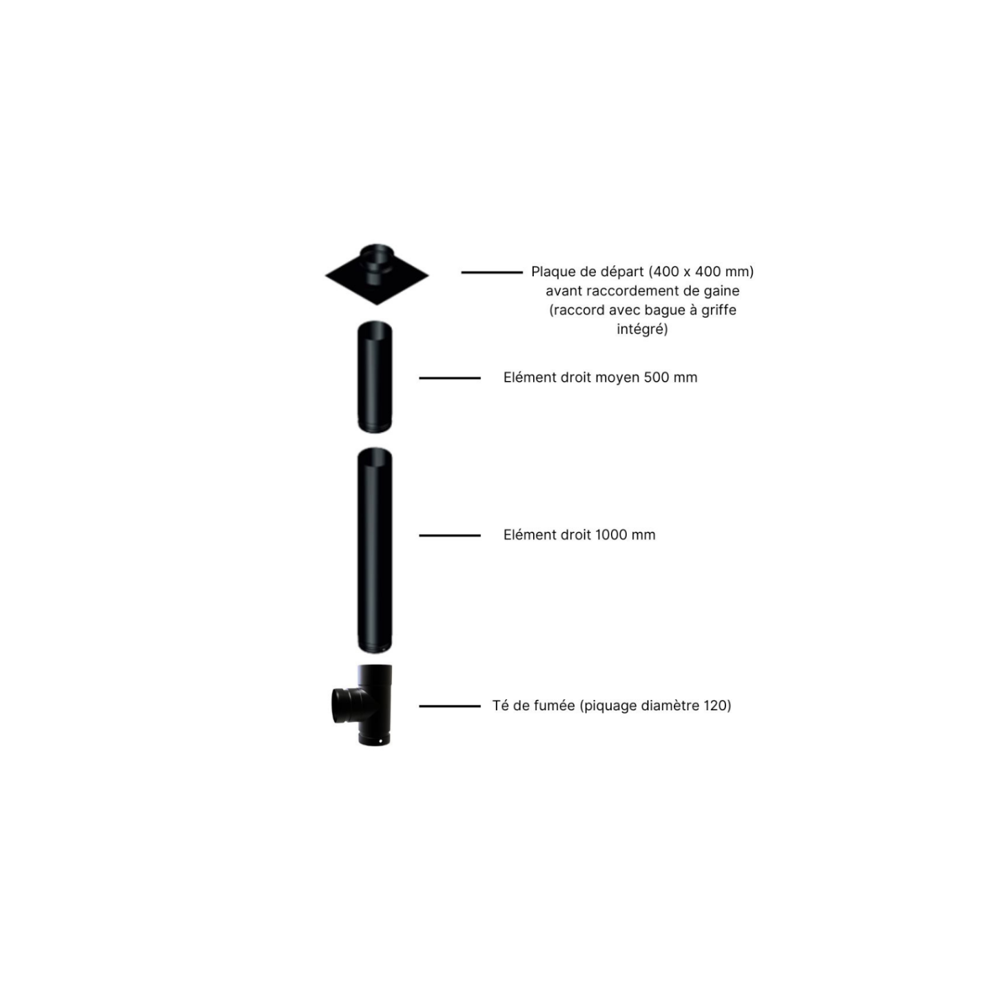 PACK POÊLE À BOIS NOA 9 - Bûches 50cm + KIT CONDUIT 150