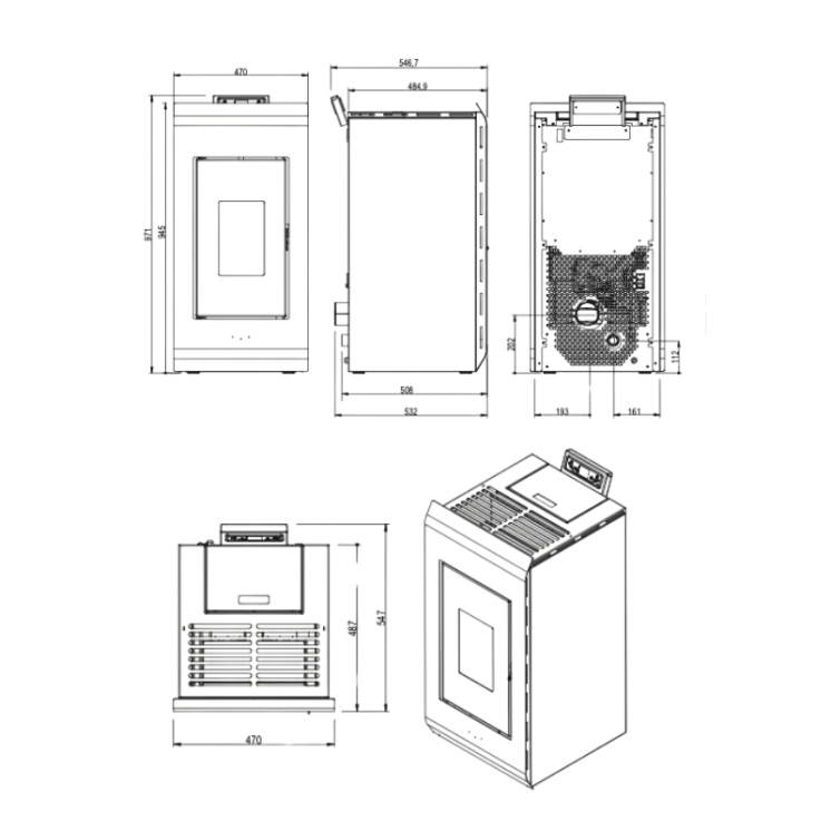 Pack Poêle à Granulés ZARA 9 Étanche + Kit Conduit Vertical Ø80/125