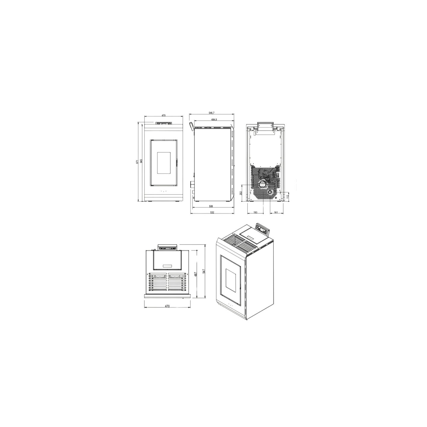 Pack Poêle à Granulés ZARA 9 Étanche + Kit Conduit Vertical Ø80/125