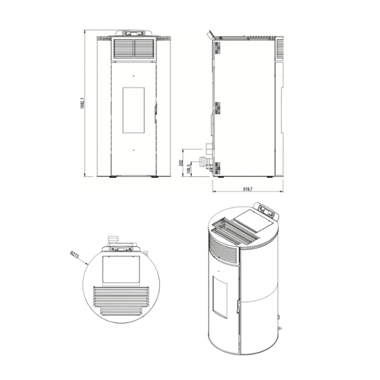 Pack Poêle à Granulés GIANNI 9 Étanche + Kit Conduit Ventouse