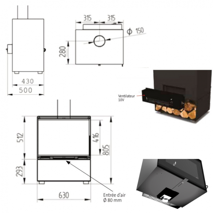 Poêle à Bois - VALERIA 10 - Ventilateur