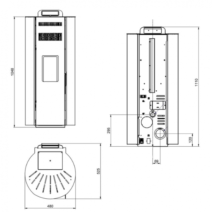 Pack Poêle à granules LEANDRO 14 Étanche + Kit Conduit Ventouse